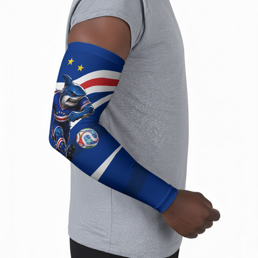 Cape Verde Won Our Hearts Soccer Arm Sleeves Blue Sharks Football Mascot Patriotic National Team