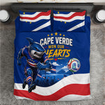 Cape Verde Won Our Hearts Soccer Bedding Set Blue Sharks Football Mascot Patriotic National Team