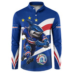 Cape Verde Won Our Hearts Soccer Button Sweatshirt Blue Sharks Football Mascot Patriotic National Team