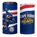 Cape Verde Won Our Hearts Soccer 4 in 1 Can Cooler Tumbler Blue Sharks Football Mascot Patriotic National Team