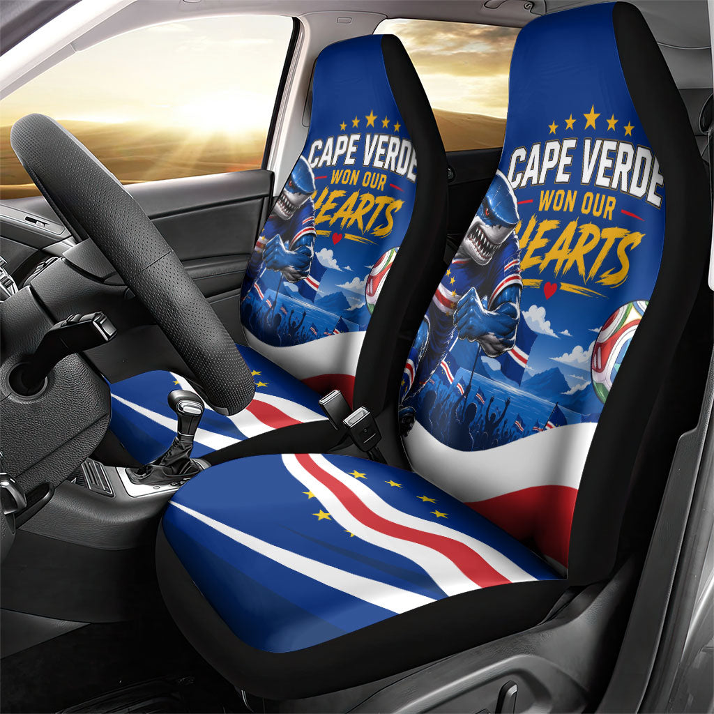 Cape Verde Won Our Hearts Soccer Car Seat Cover Blue Sharks Football Mascot Patriotic National Team