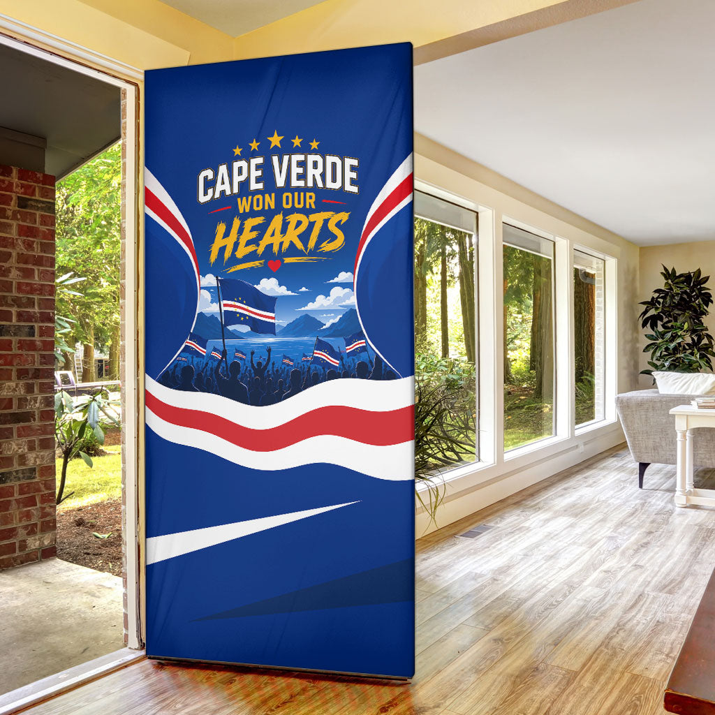 Cape Verde Won Our Hearts Soccer Door Cover Blue Sharks Football Mascot Patriotic National Team