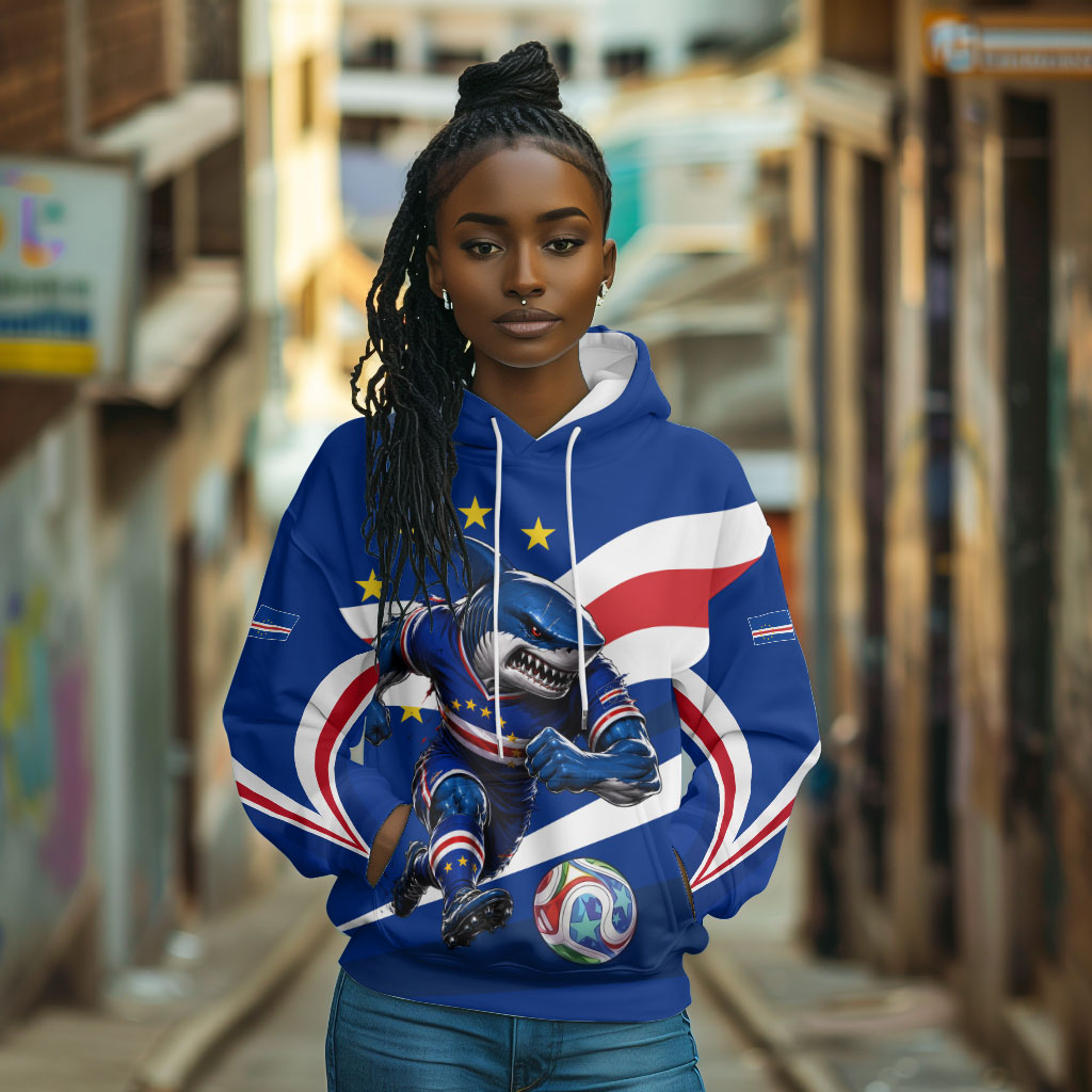 Cape Verde Won Our Hearts Soccer Hoodie Blue Sharks Football Mascot Patriotic National Team