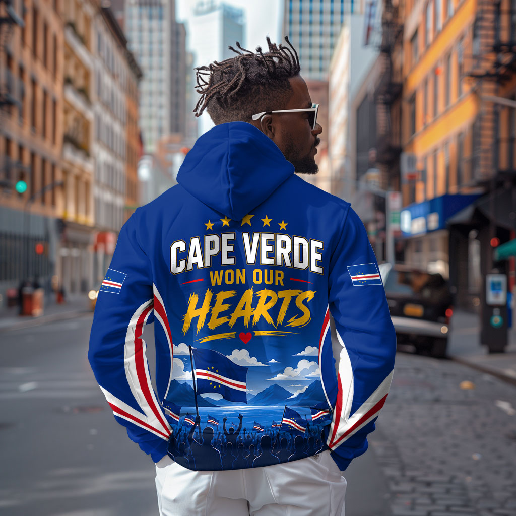 Cape Verde Won Our Hearts Soccer Hoodie Blue Sharks Football Mascot Patriotic National Team