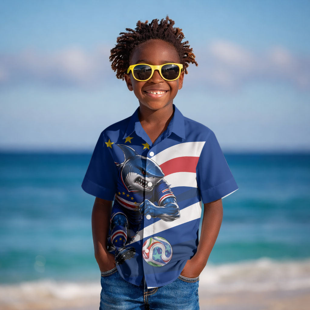 Cape Verde Won Our Hearts Soccer Kid Hawaiian Shirt Blue Sharks Football Mascot Patriotic National Team