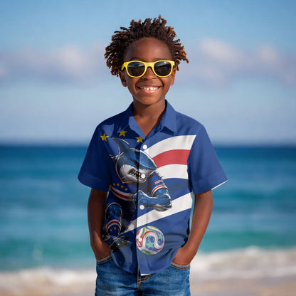 Cape Verde Won Our Hearts Soccer Kid Hawaiian Shirt Blue Sharks Football Mascot Patriotic National Team