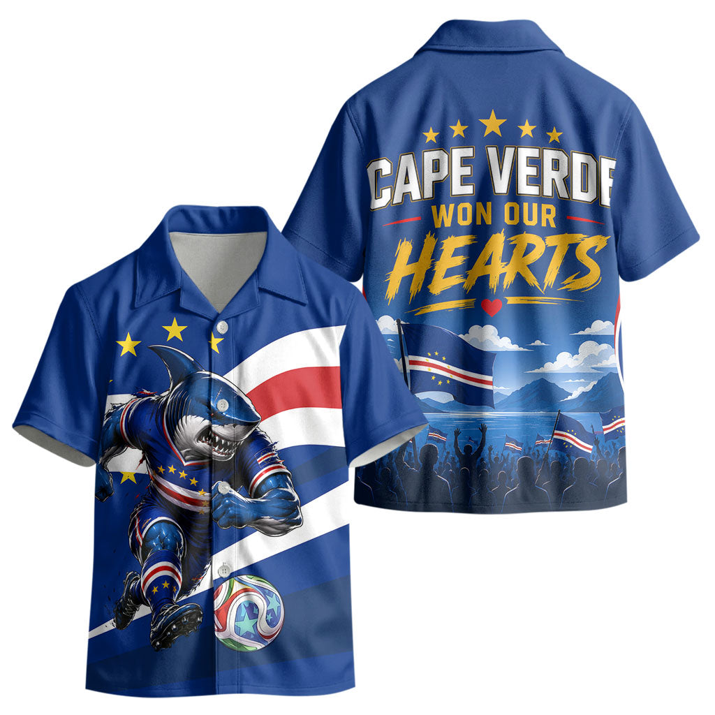 Cape Verde Won Our Hearts Soccer Kid Hawaiian Shirt Blue Sharks Football Mascot Patriotic National Team