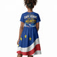 Cape Verde Won Our Hearts Soccer Kid Short Sleeve Dress Blue Sharks Football Mascot Patriotic National Team