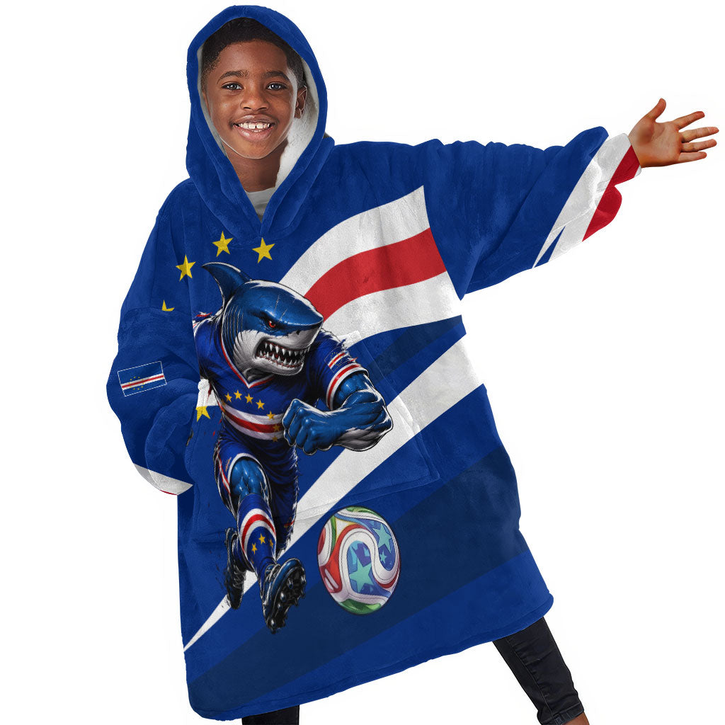 Cape Verde Won Our Hearts Soccer Kid Wearable Blanket Hoodie Blue Sharks Football Mascot Patriotic National Team