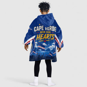 Cape Verde Won Our Hearts Soccer Kid Wearable Blanket Hoodie Blue Sharks Football Mascot Patriotic National Team