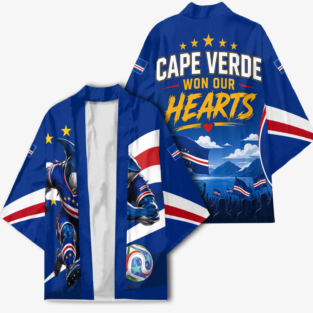 Cape Verde Won Our Hearts Soccer Kimono Blue Sharks Football Mascot Patriotic National Team