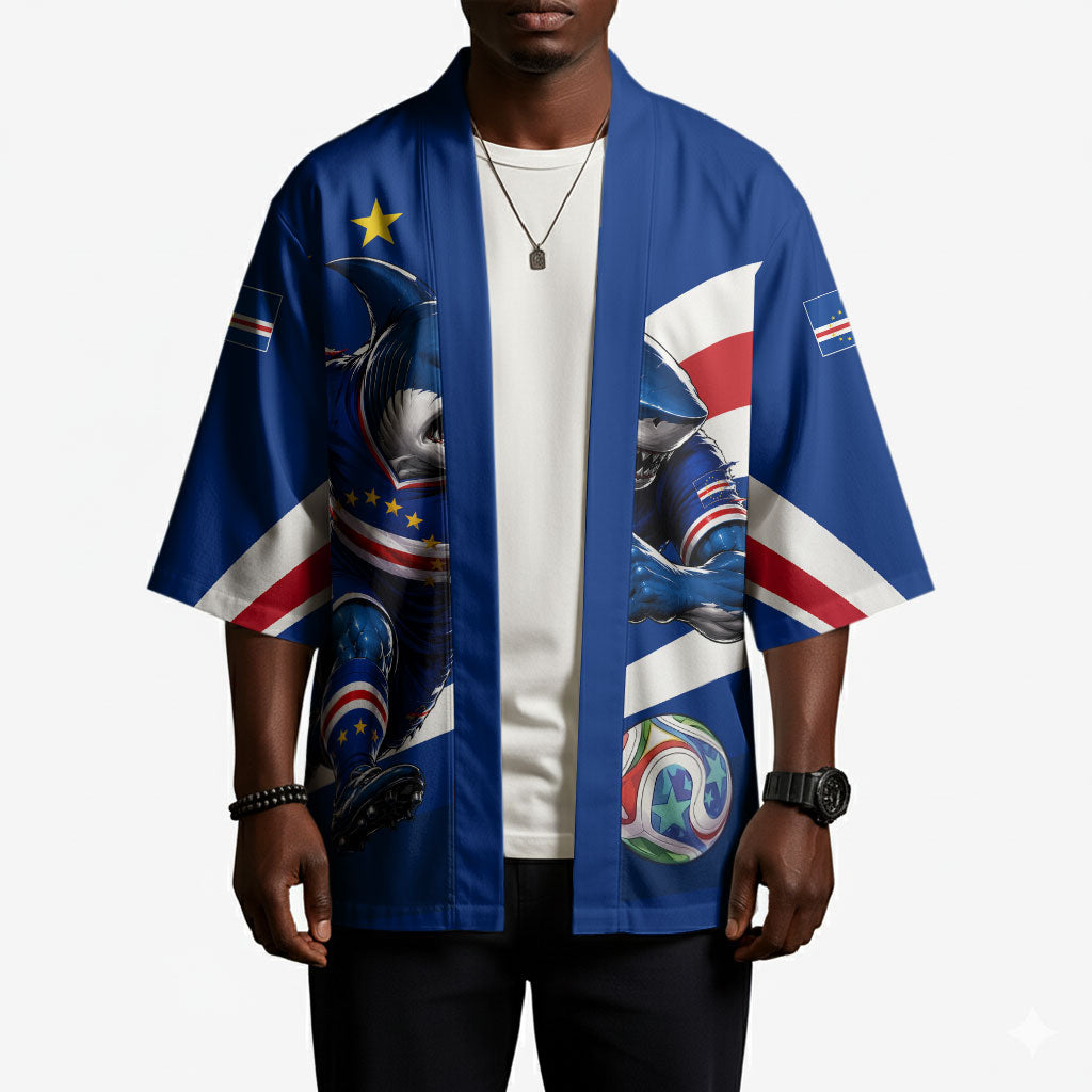 Cape Verde Won Our Hearts Soccer Kimono Blue Sharks Football Mascot Patriotic National Team