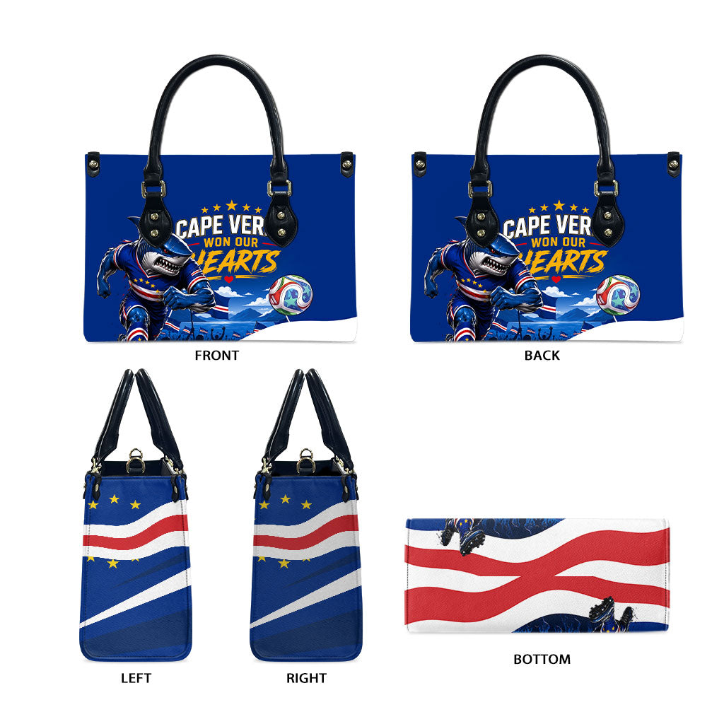 Cape Verde Won Our Hearts Soccer Leather Bag Blue Sharks Football Mascot Patriotic National Team