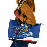Cape Verde Won Our Hearts Soccer Leather Tote Bag Blue Sharks Football Mascot Patriotic National Team