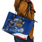 Cape Verde Won Our Hearts Soccer Leather Tote Bag Blue Sharks Football Mascot Patriotic National Team