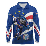 Cape Verde Won Our Hearts Soccer Long Sleeve Polo Shirt Blue Sharks Football Mascot Patriotic National Team