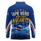 Cape Verde Won Our Hearts Soccer Long Sleeve Polo Shirt Blue Sharks Football Mascot Patriotic National Team