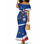Cape Verde Won Our Hearts Soccer Mermaid Dress Blue Sharks Football Mascot Patriotic National Team
