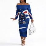 Cape Verde Won Our Hearts Soccer Off The Shoulder Long Sleeve Dress Blue Sharks Football Mascot Patriotic National Team