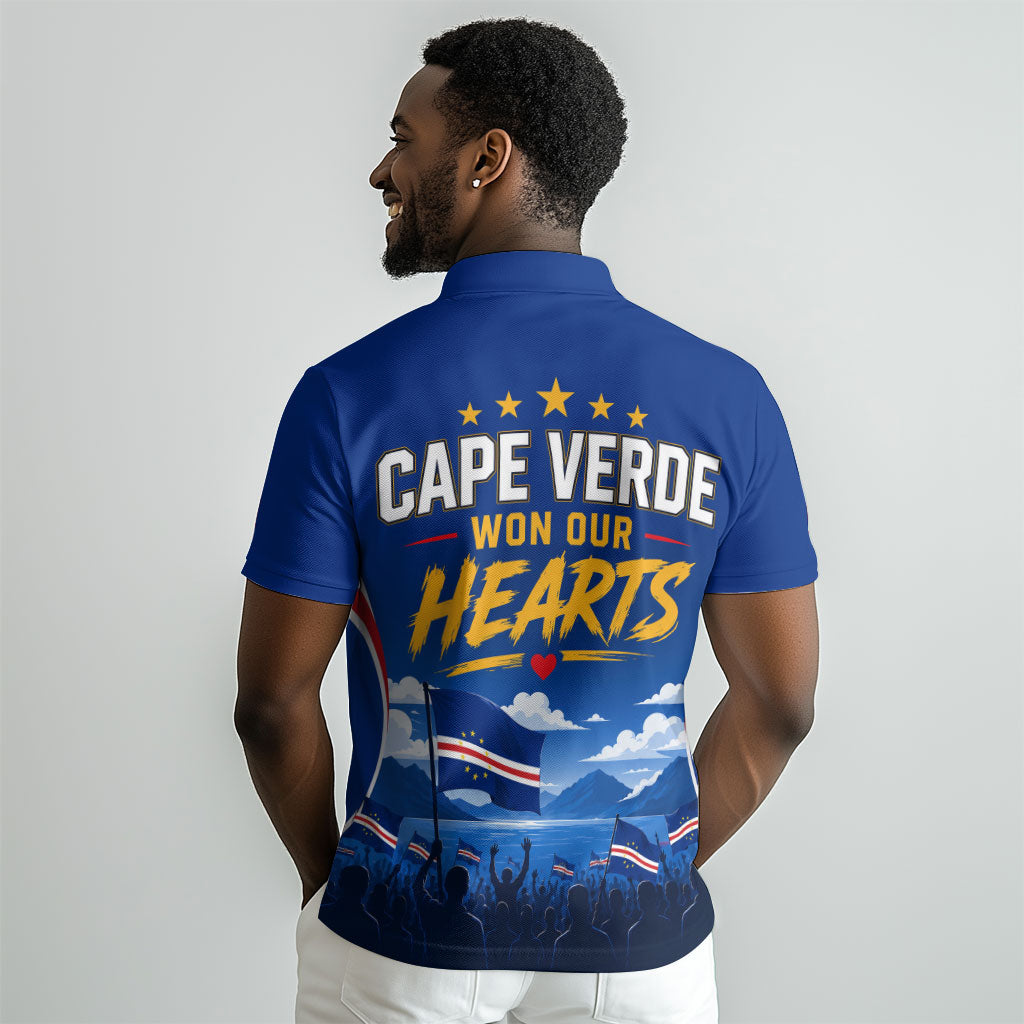 Cape Verde Won Our Hearts Soccer Polo Shirt Blue Sharks Football Mascot Patriotic National Team