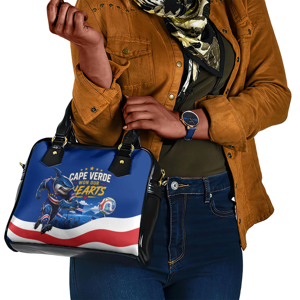 Cape Verde Won Our Hearts Soccer Shoulder Handbag Blue Sharks Football Mascot Patriotic National Team