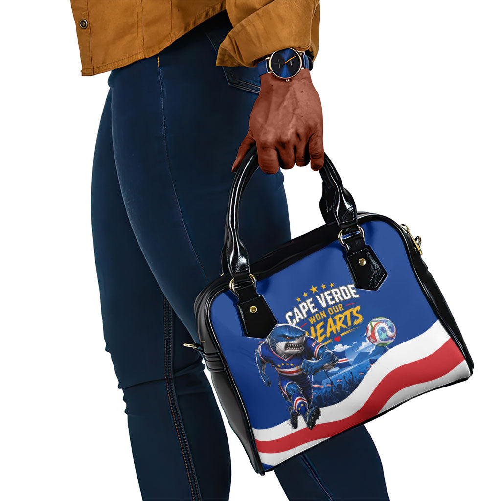 Cape Verde Won Our Hearts Soccer Shoulder Handbag Blue Sharks Football Mascot Patriotic National Team