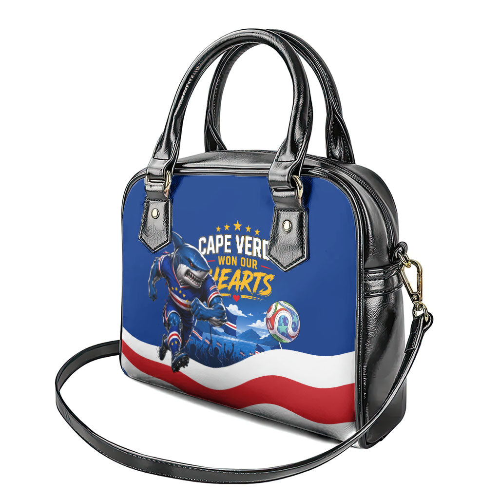 Cape Verde Won Our Hearts Soccer Shoulder Handbag Blue Sharks Football Mascot Patriotic National Team