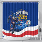 Cape Verde Won Our Hearts Soccer Shower Curtain Blue Sharks Football Mascot Patriotic National Team
