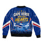 Cape Verde Won Our Hearts Soccer Sleeve Zip Bomber Jacket Blue Sharks Football Mascot Patriotic National Team