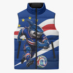Cape Verde Won Our Hearts Soccer Sleeveless Puffer Jacket Blue Sharks Football Mascot Patriotic National Team