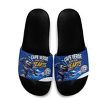 Cape Verde Won Our Hearts Soccer Slide Sandals Blue Sharks Football Mascot Patriotic National Team