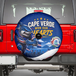 Cape Verde Won Our Hearts Soccer Spare Tire Cover Blue Sharks Football Mascot Patriotic National Team