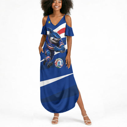 Cape Verde Won Our Hearts Soccer Summer Maxi Dress Blue Sharks Football Mascot Patriotic National Team