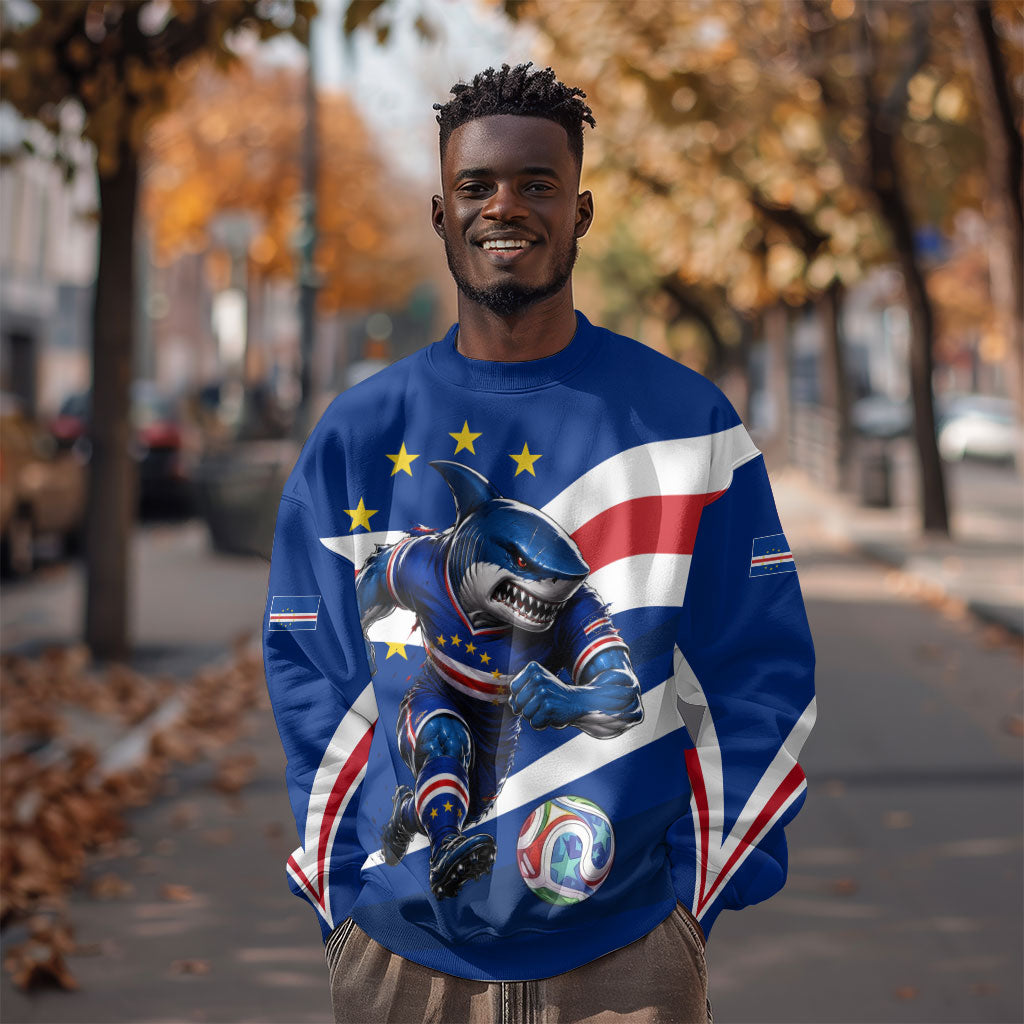 Cape Verde Won Our Hearts Soccer Sweatshirt Blue Sharks Football Mascot Patriotic National Team