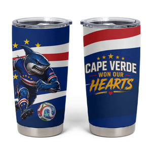 Cape Verde Won Our Hearts Soccer Tumbler Cup Blue Sharks Football Mascot Patriotic National Team