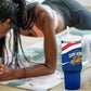 Cape Verde Won Our Hearts Soccer Tumbler With Handle Blue Sharks Football Mascot Patriotic National Team