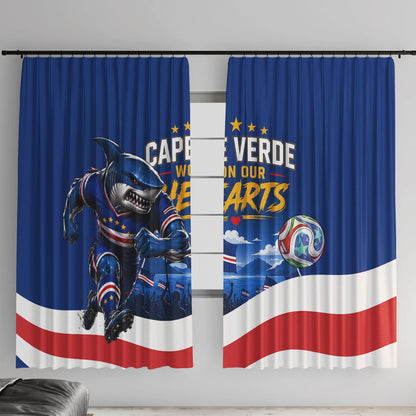 Cape Verde Won Our Hearts Soccer Window Curtain Blue Sharks Football Mascot Patriotic National Team
