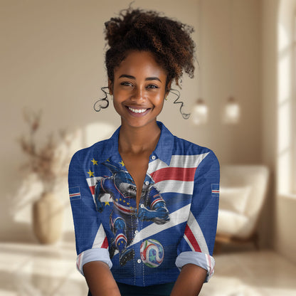 Cape Verde Won Our Hearts Soccer Women Casual Shirt Blue Sharks Football Mascot Patriotic National Team