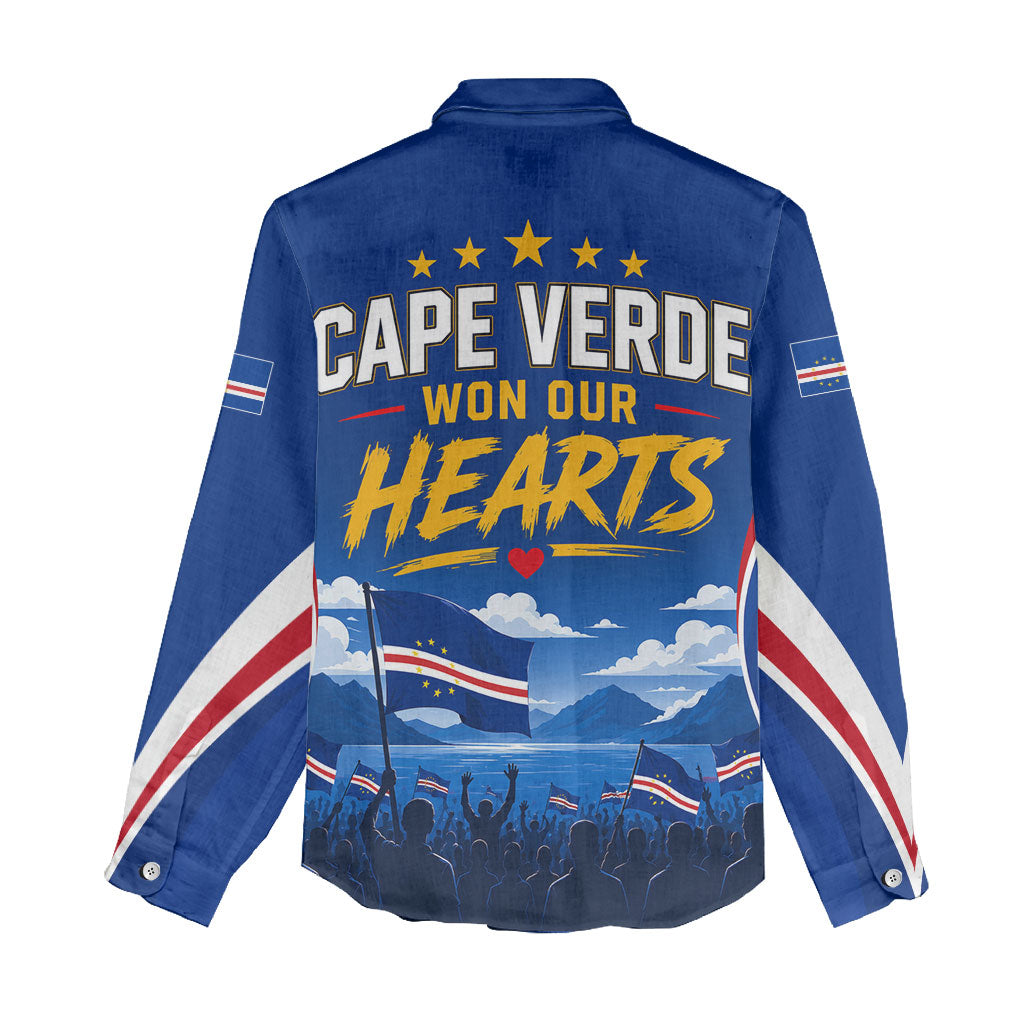 Cape Verde Won Our Hearts Soccer Women Casual Shirt Blue Sharks Football Mascot Patriotic National Team