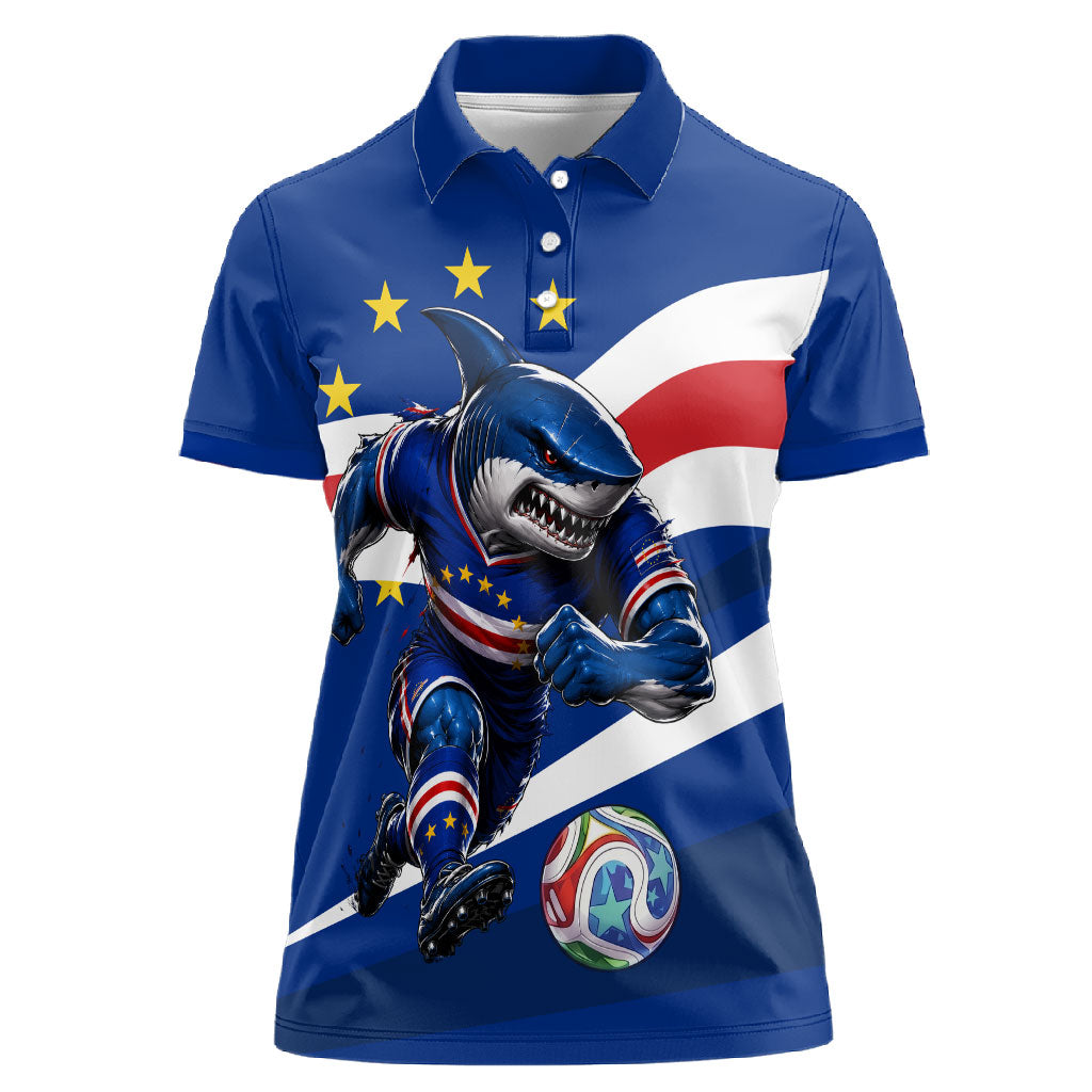 Cape Verde Won Our Hearts Soccer Women Polo Shirt Blue Sharks Football Mascot Patriotic National Team