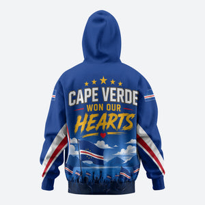 Cape Verde Won Our Hearts Soccer Zip Hoodie Blue Sharks Football Mascot Patriotic National Team