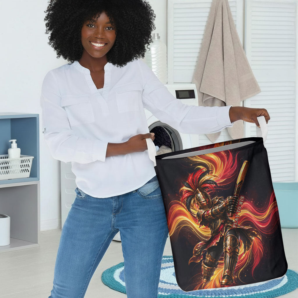 Trinbago Knight Riders Cricket Laundry Basket Trinidad and Tobago Fiery Knight Warrior Bat Flame