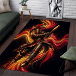 Trinbago Knight Riders Cricket Area Rug Trinidad and Tobago Fiery Knight Warrior Bat Flame