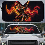 Trinbago Knight Riders Cricket Auto Sun Shade Trinidad and Tobago Fiery Knight Warrior Bat Flame