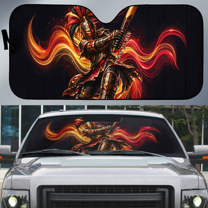Trinbago Knight Riders Cricket Auto Sun Shade Trinidad and Tobago Fiery Knight Warrior Bat Flame