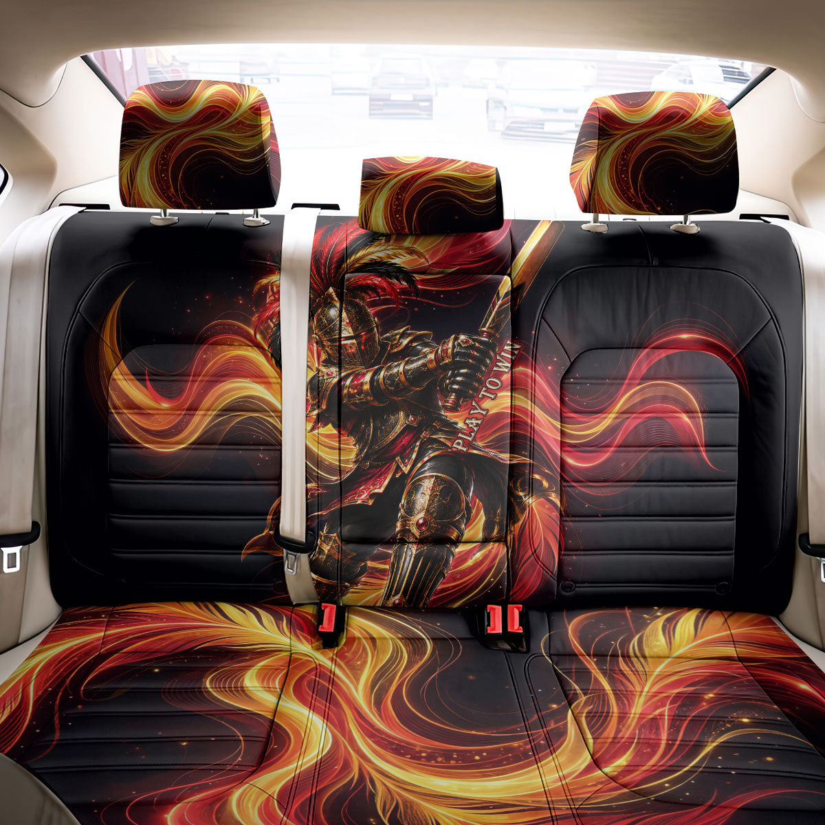 Trinbago Knight Riders Cricket Back Car Seat Cover Trinidad and Tobago Fiery Knight Warrior Bat Flame