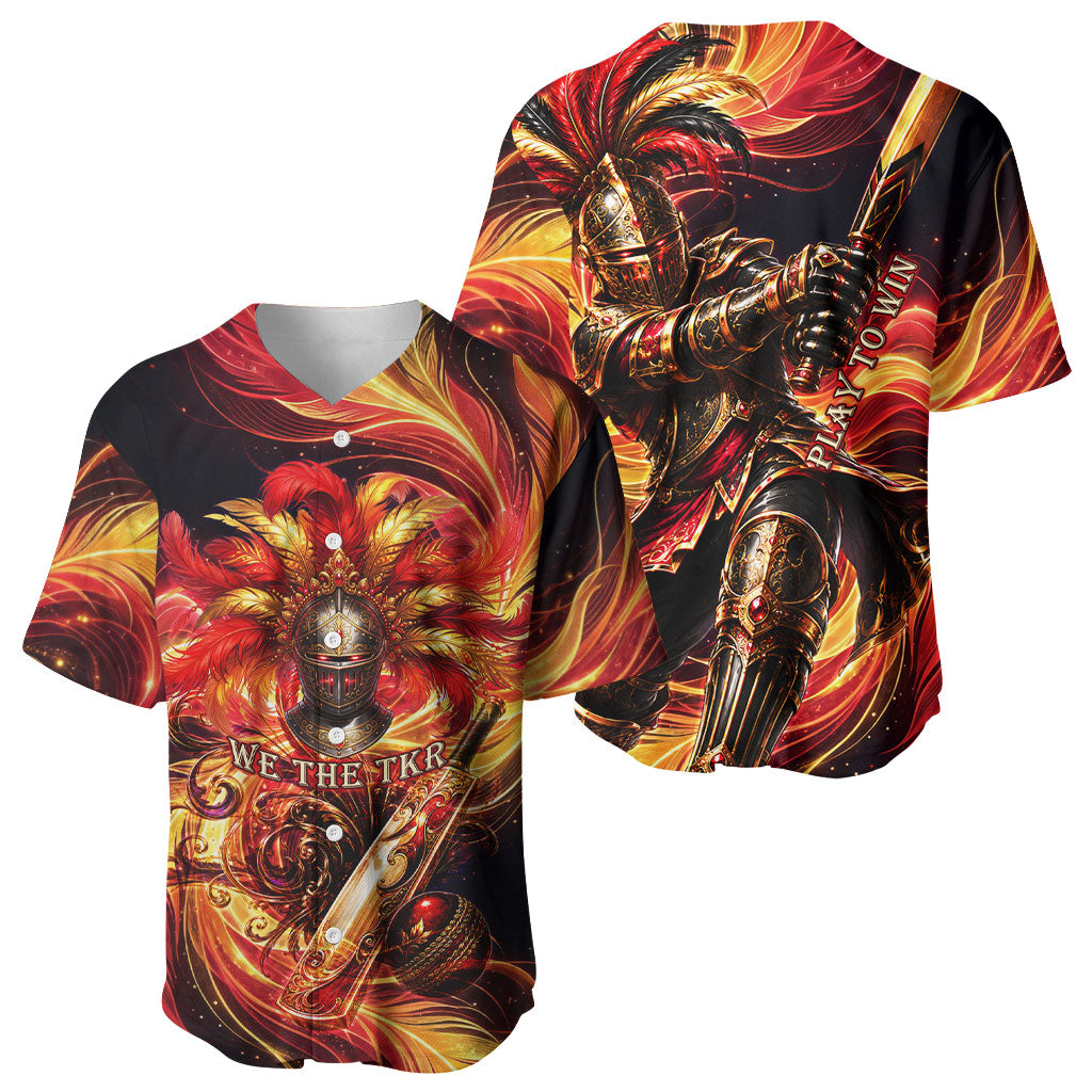 Trinbago Knight Riders Cricket Baseball Jersey Trinidad and Tobago Fiery Knight Warrior Bat Flame