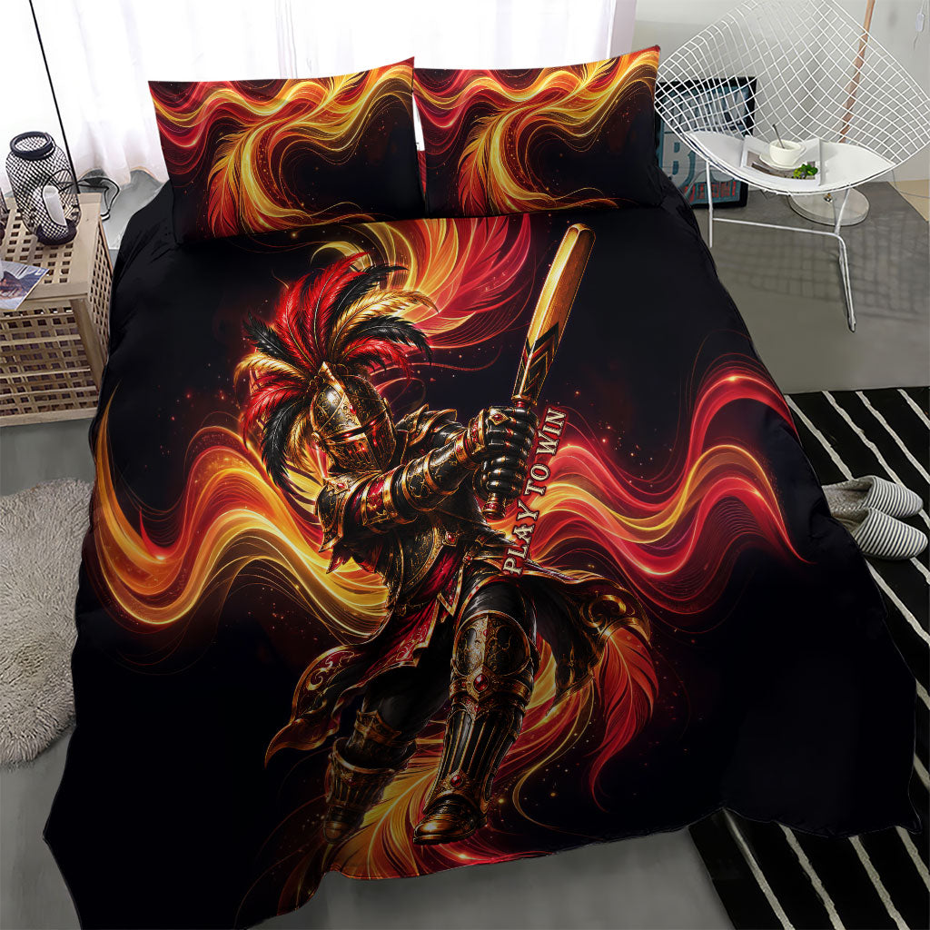 Trinbago Knight Riders Cricket Bedding Set Trinidad and Tobago Fiery Knight Warrior Bat Flame