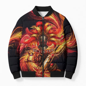 Trinbago Knight Riders Cricket Bomber Puffer Jacket Trinidad and Tobago Fiery Knight Warrior Bat Flame