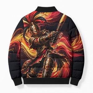 Trinbago Knight Riders Cricket Bomber Puffer Jacket Trinidad and Tobago Fiery Knight Warrior Bat Flame